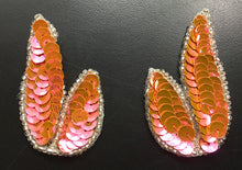 Load image into Gallery viewer, Leaf Pair with Choice of Color Sequins and Silver Beads 1.25&quot; x 2&quot;