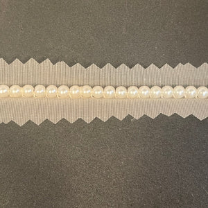 Cream trim with White Pearl Beads 1/8" Wide, Sold by the Yard