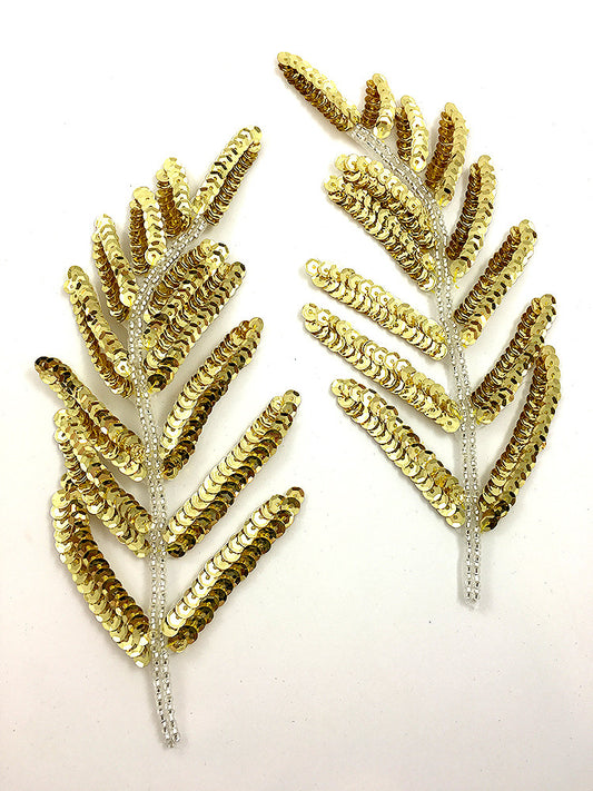 Leaf Pair with Color Choice Sequins and Silver Beads 6" x 3"