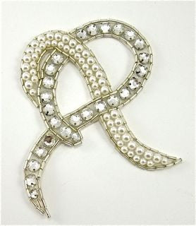 Designer Motif with Silver Beads and Rhinestones 5" x 4"