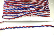 Load image into Gallery viewer, Trim Red White and Blue Cotton Looped 1/2&quot; Wide, Sold by the Yard