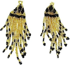 Epaulet Pair with Gold and Black Beads 1" x 3"