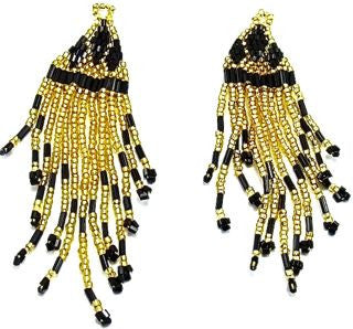 Epaulet Pair with Gold and Black Beads 1