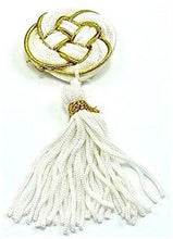 Load image into Gallery viewer, Tassel White and Gold 1.5&quot; X 3.5&quot;