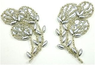 Flower Pair with Silver Beads 1.5