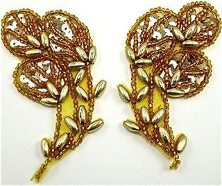 Flower Pair with Gold Beads 1.5
