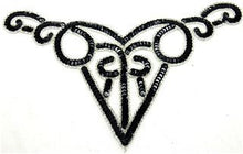 Load image into Gallery viewer, Designer Motif Neckline with Black Sequins and Silver Beads 10.5&quot; x 5&quot;