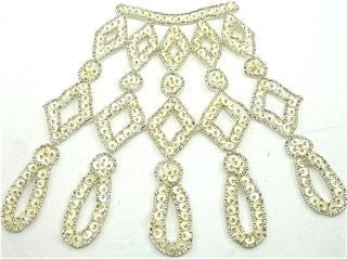 Design Motif Cream Sequins with Silver Beads 6.5" x 7"