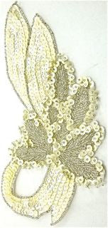 Leaf with Creamy Sequins and Silver Beads 10