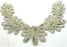 Load image into Gallery viewer, Flower Neck Line with Silver Sequins and Beads and Rhinestone 10&quot; x 7&quot;