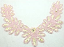 Load image into Gallery viewer, Flower Neck Line with Cream Sequins and Pink Beads &amp; Rhinestone 10&quot; x 7&quot;