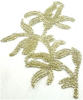 Single Beaded Flower with Silver Beads 8.5" x 6"