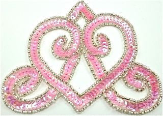 Designer Motif Crown with Lite Pink Iridescent Sequins 4" x 5"
