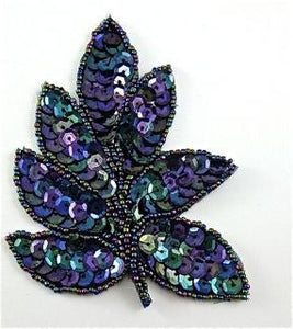 Leaf with Moonlight Sequins and Beads 4" x 3"