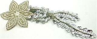 Flower with Silver Long Silver Leafs 9" x 3.5"