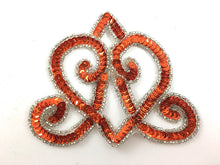 Load image into Gallery viewer, Designer Motif Crown with Dark Orange Sequins &amp; Silver Beads 5&quot; x 4&quot;