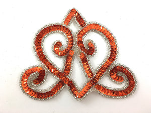 Designer Motif Crown with Dark Orange Sequins & Silver Beads 5" x 4"