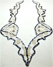 Load image into Gallery viewer, Designer Motif Neck Line White Beads and Rhinestones 16.5&quot; x 11&quot;