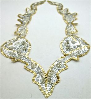 Design Motif Silver with Gold Long Neck Piece 16.5" x 11"