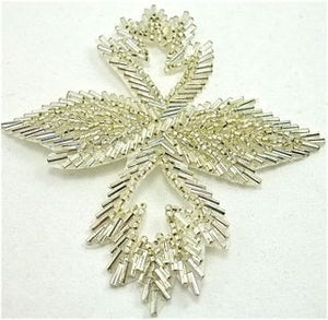 Leaf with Silver Beads 4" x 3.5"