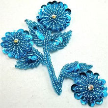 Load image into Gallery viewer, Flower with Turquoise Sequins and Beads 4&quot; x 3.5&quot;