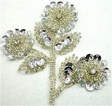 Load image into Gallery viewer, Flower with Silver Sequins and Beads 4&quot; x 3.5&quot;