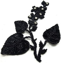 Load image into Gallery viewer, Flower with Black Sequins Beads and Rhinestones 5&quot; x 5.5&quot;
