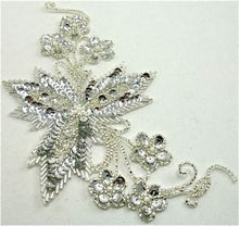 Load image into Gallery viewer, Flower with Leaf Vine Shaped Silver Sequins and Beads