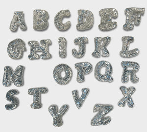 2" Silver Sequin and Beaded Letters CHOICE OF LETTER!