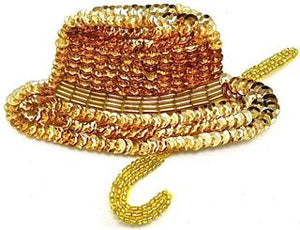 Hat with Gold Sequins and Beaded Cane in 2 Size Variants