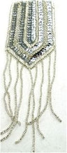 Load image into Gallery viewer, Epaulet with Sliver Sequins and Beads 7.5&quot; x 2.5&quot;