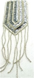 Epaulet with Sliver Sequins and Beads 7.5" x 2.5"