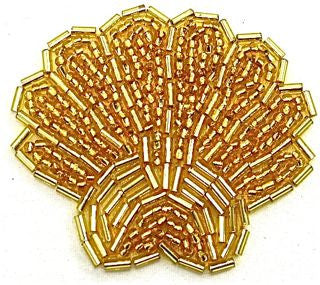 Sea Shell with Gold Beads 2" x 2"