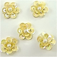 Load image into Gallery viewer, Flower Set of Cream Color Sequins with Pearl 1&quot; x 1&quot;