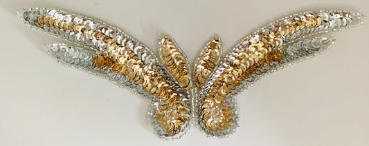Designer Motif Wing with Black and Gold Sequins 9" x 3"