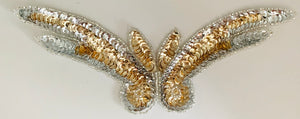 Designer Motif Wing with Black and Gold Sequins 9" x 3"