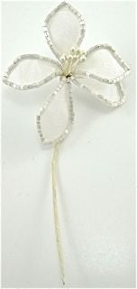 Flower with White Satin and Beads 2.5