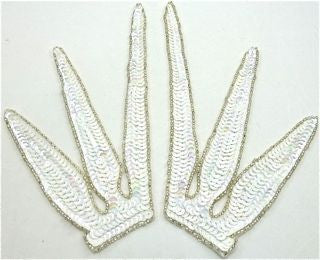 Design Motif Pair with Iridescent White Sequins and Silver Beads 5" x 7"