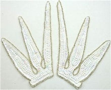 Load image into Gallery viewer, Design Motif Pair with Iridescent White Sequins and Silver Beads 5&quot; x 7&quot;