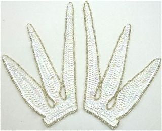 Design Motif Pair with Iridescent White Sequins and Silver Beads 5