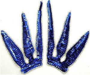 Designer Motif Pair Tri-pointed Choice of Color Sequins Sequins Silver Beads 5" x 7"