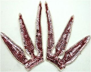Designer Motif Pair Tri-pointed Choice of Color Sequins Sequins Silver Beads 5" x 7"