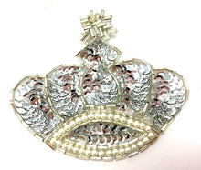 Load image into Gallery viewer, Crown with Silver Sequins and Beads 3.5&quot; x 3&quot;
