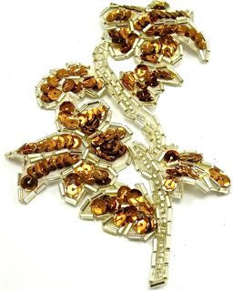 Flower Single with Dark Gold Sequins and Beads 5" x 3.5"