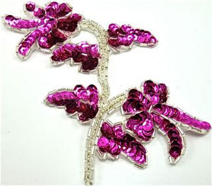 Flower with Fuchsia Sequins and Crystal Beads 5" x 3.5"