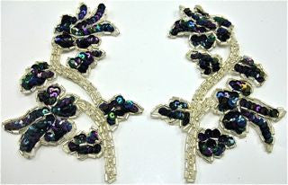 Flower Pair with Moonlite Sequins and Silver Beads 5