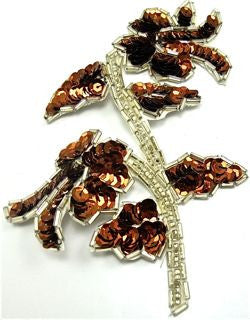 Flower Single with Bronze Sequins and Silver Beads