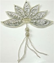 Load image into Gallery viewer, Epaulet Leaf with Silver Sequins with Tassel 8&quot; x 6.5&quot;