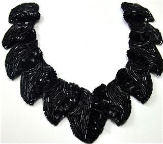 Designer Neck Line Black Sequins and Beads 7.5" x 7"