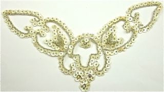 Design Motif Neck Line in White and Silver 9" x 5"